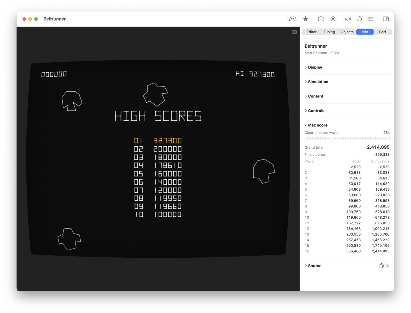 The Jinks IDE on macOS, with BELTRUNNER running beside the inspector